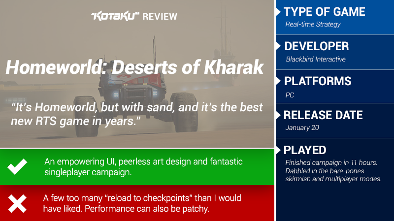 Illustration for article titled Homeworld: Deserts of Kharak: The Kotaku Review
